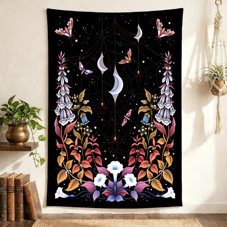Gothic Spider Web Tapestry Cre - Spider Plant Hanging 评论和价格