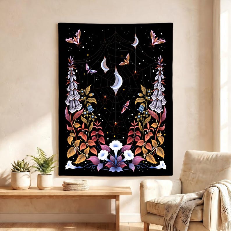 Gothic Spider Web Tapestry Cre - Spider Plant Hanging 评论和价格