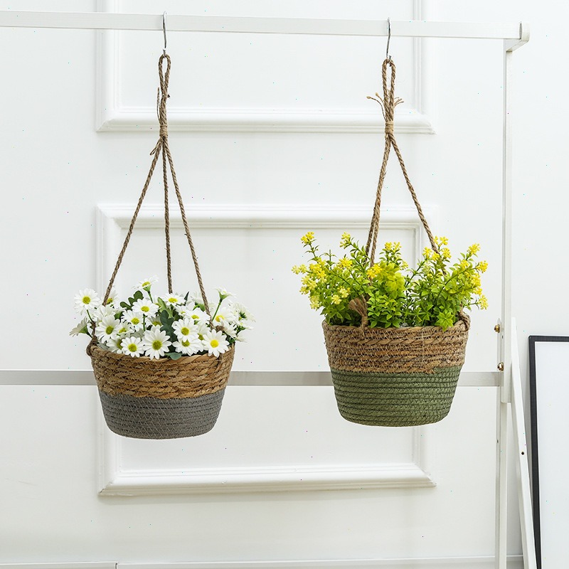 Straw Hanging Basket Flower Po - Spider Plant Hanging 评论和价格